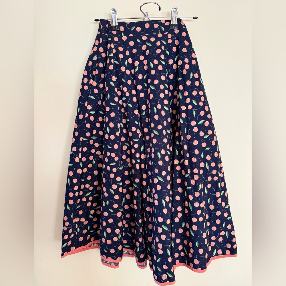 Floral Print A-Line Skirt - Navy and Pink